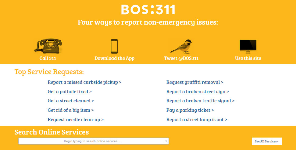 Image for a view of the bos:311 website