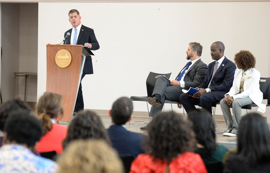 Image for mayor martin walsh offers remarks during the unveiling of boston's resilience strategy 