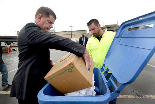 Image for mayor walsh recycles