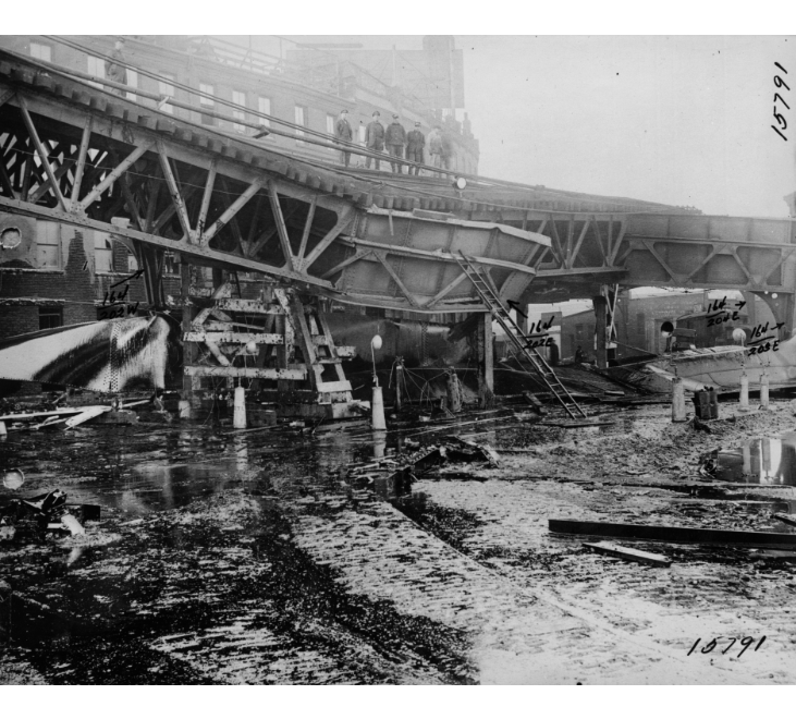 Image for molasses flood destruction, 1919 (ber photograph collection, 9800 018, boston city archives)