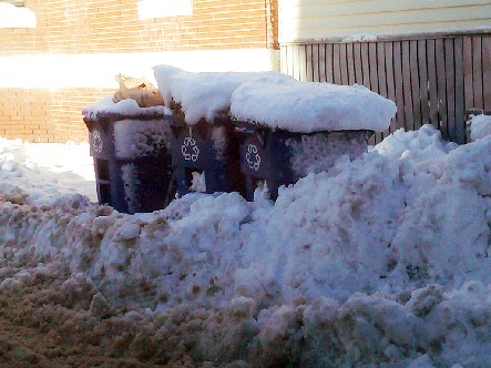 Improper placement of trash during snow