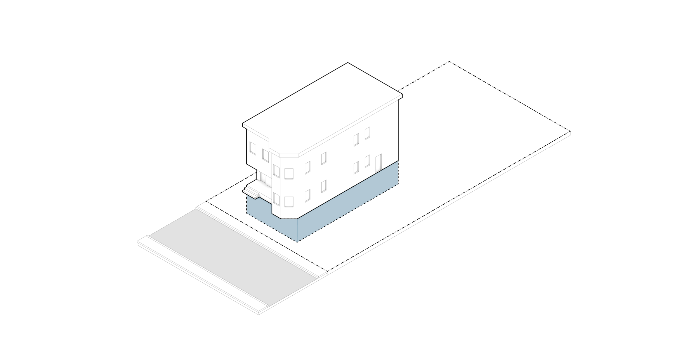 Drawing showing a basement ADU