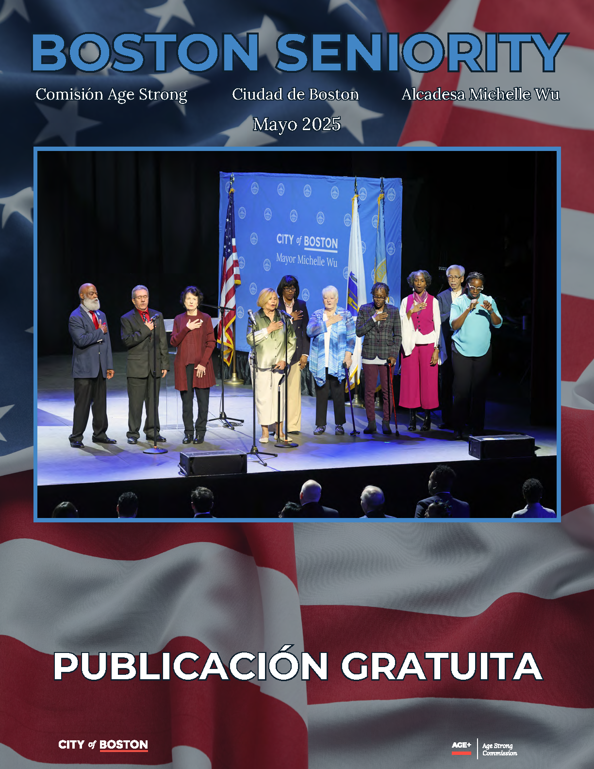 Front Page of Age Strong's May 2025 Spanish Boston Seniority Magazine 