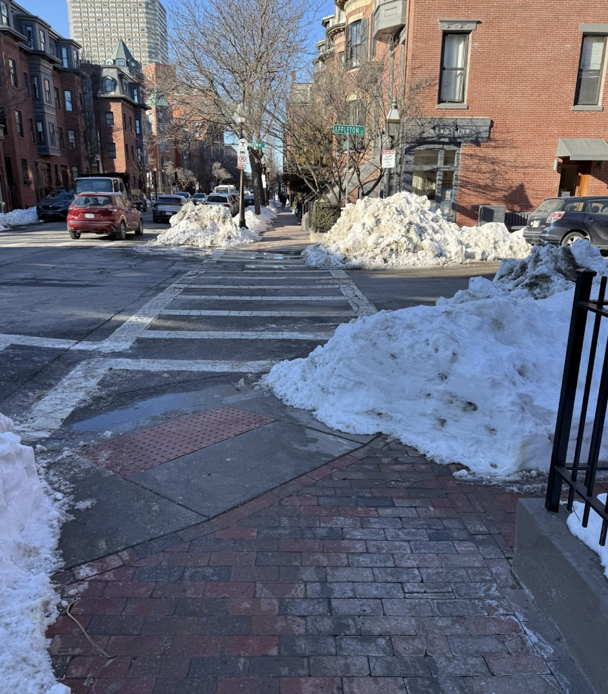 Cleared sidewalk and curb ramp