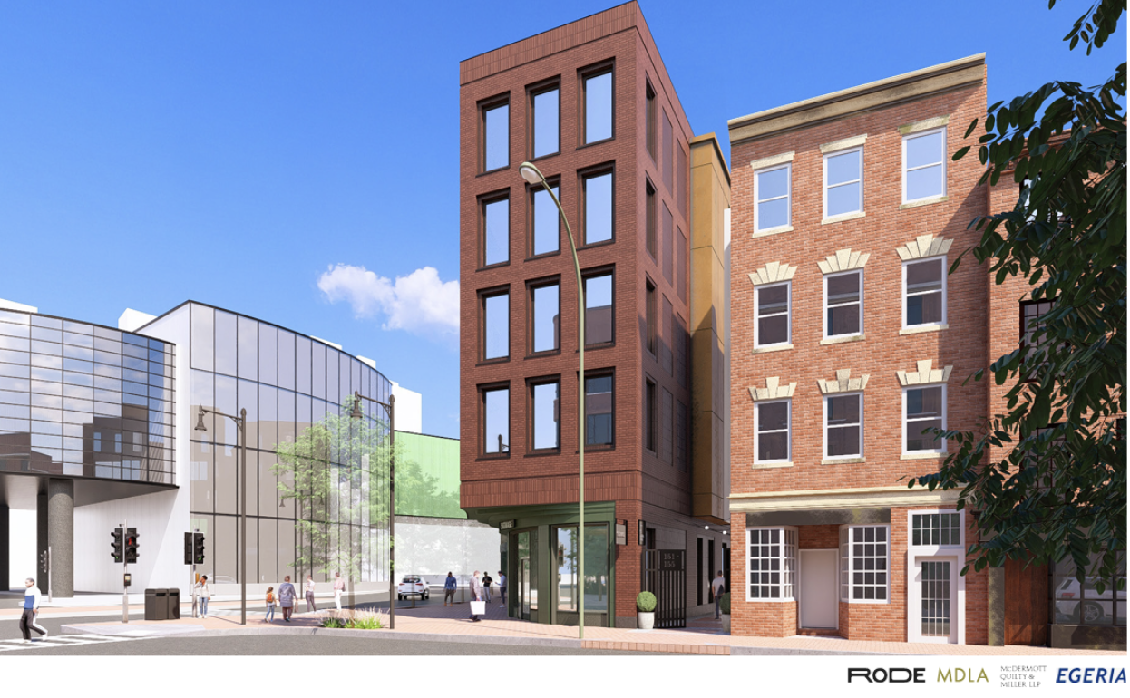 Rendering Image of the new proposed building at 155-157 Charles Street in Beacon Hill. 