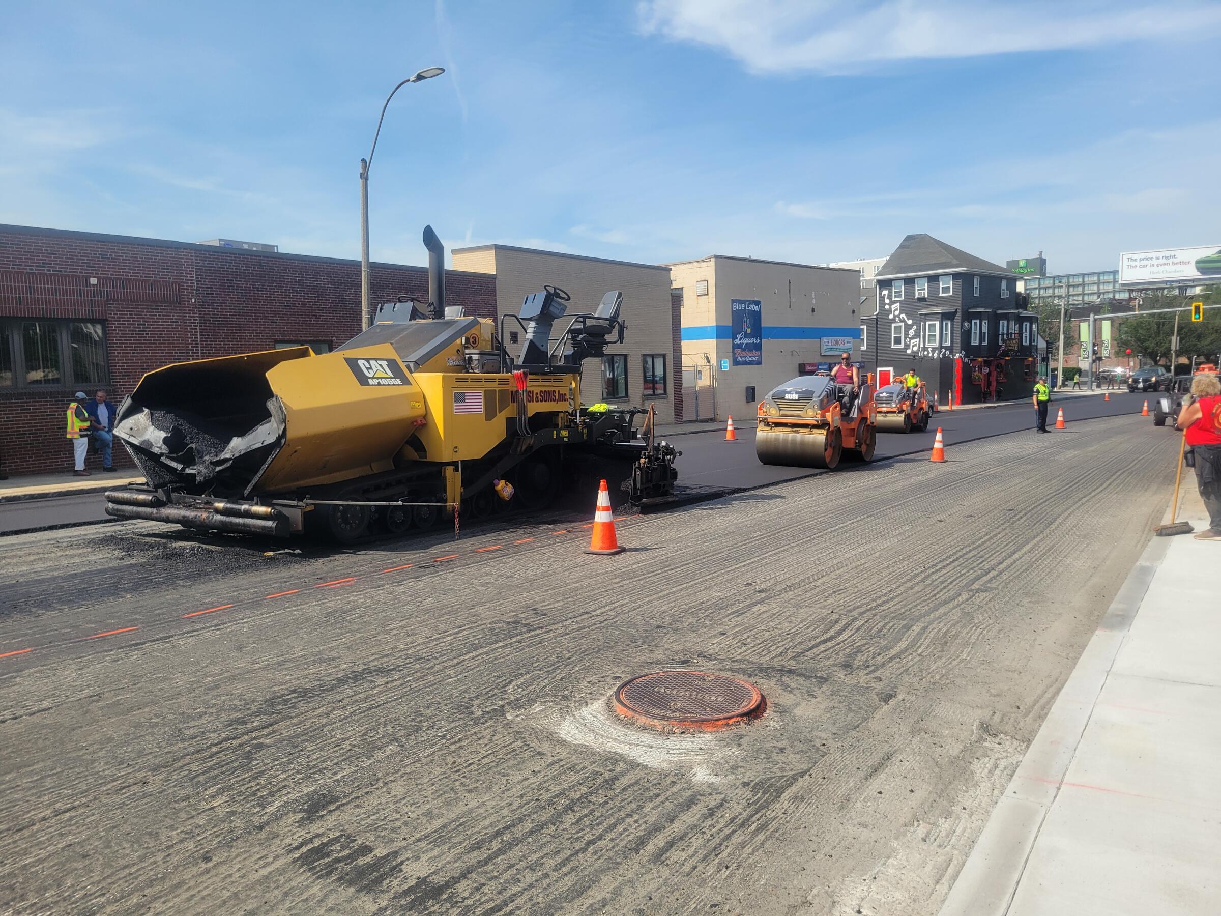 Paving in progress on Cambridge Street