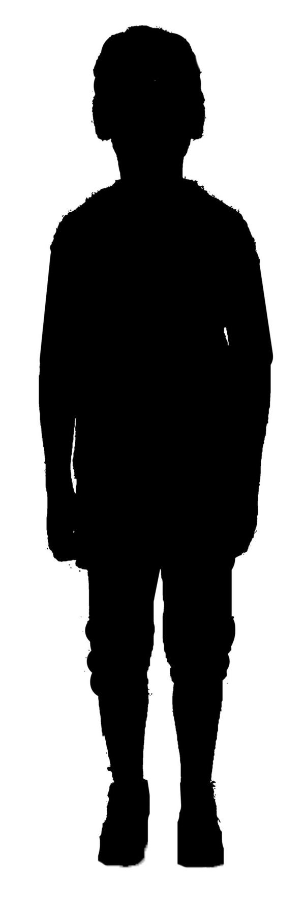 Silhouette of a five year old boy facing forward.