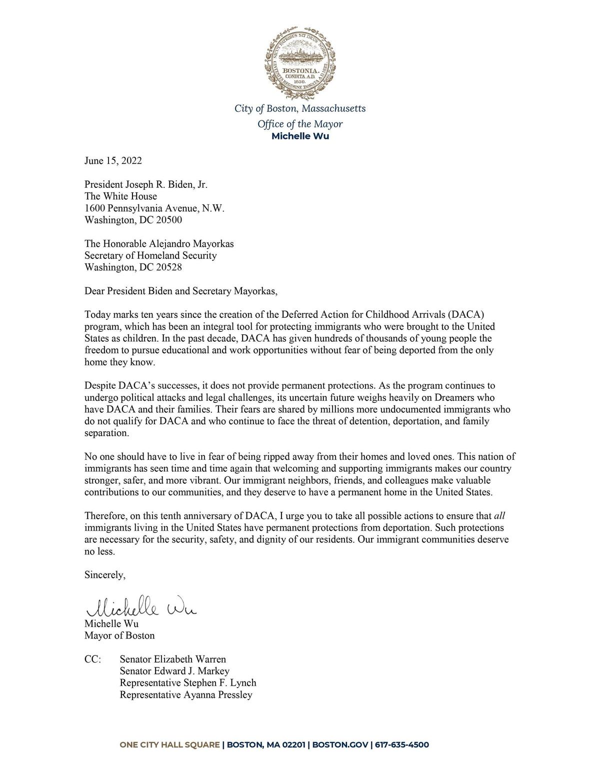 Formatted letter to the Biden Administration