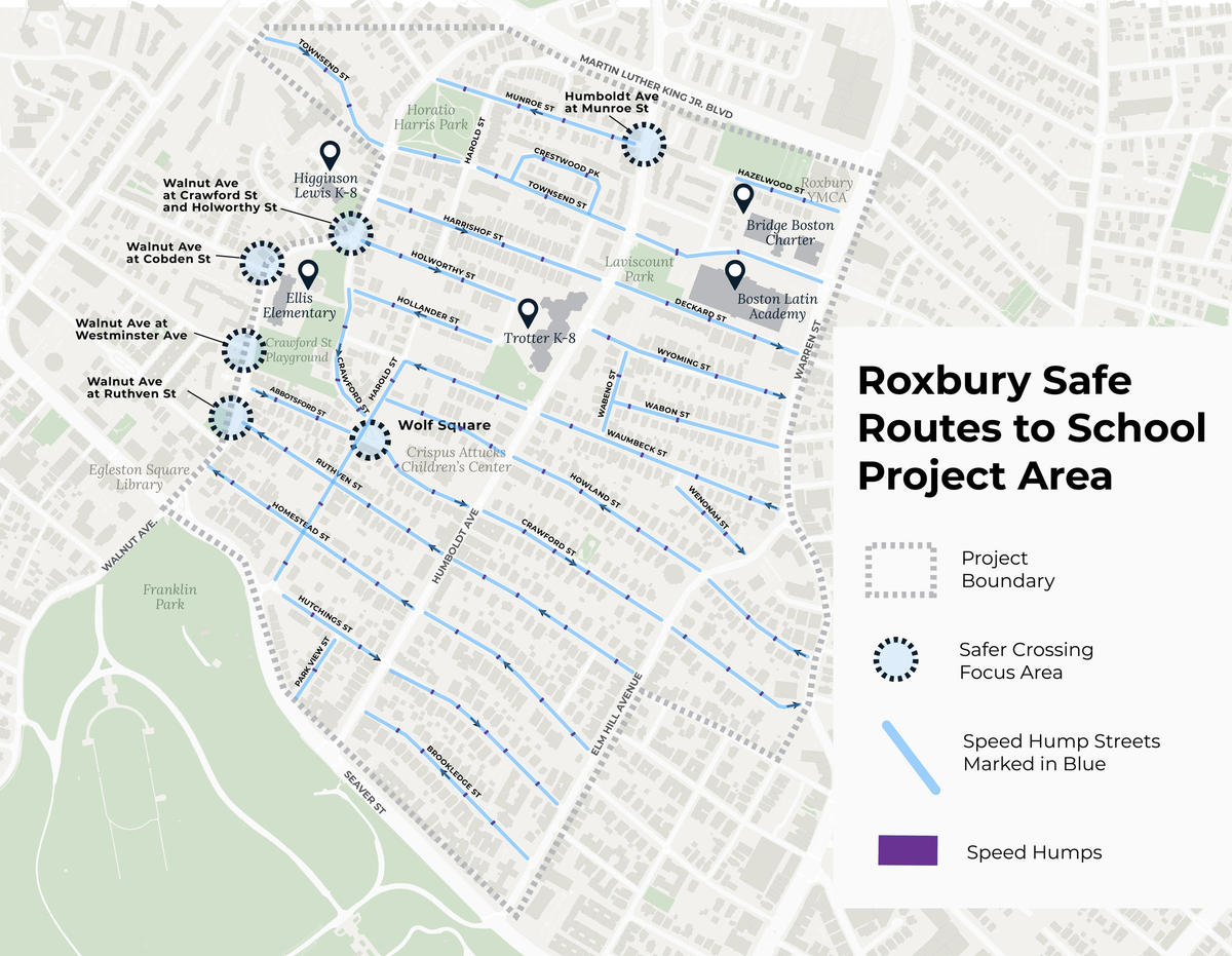 2022-06 Roxbury Safe Routes to School Map with Speed Humps