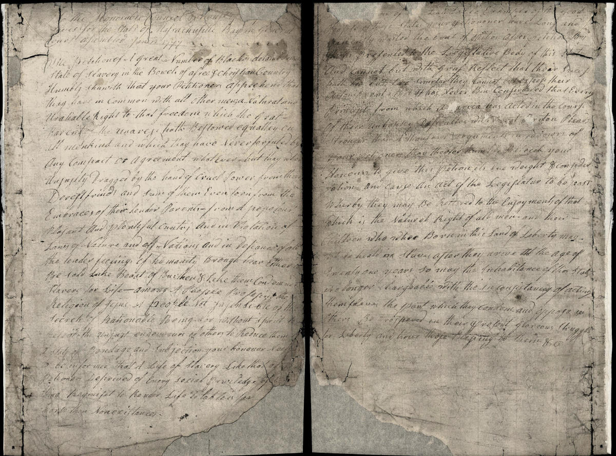 Image of the original freedom petition document written by enslaved people to the  Commonwealth.