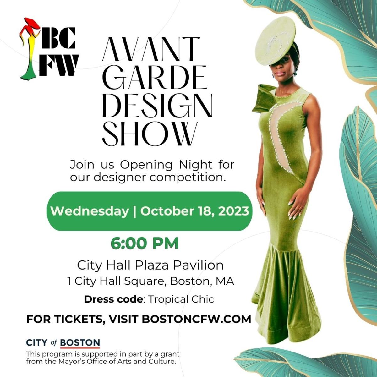 Graphic for Boston Caribbean Fashion Week Avant Garde Design Show