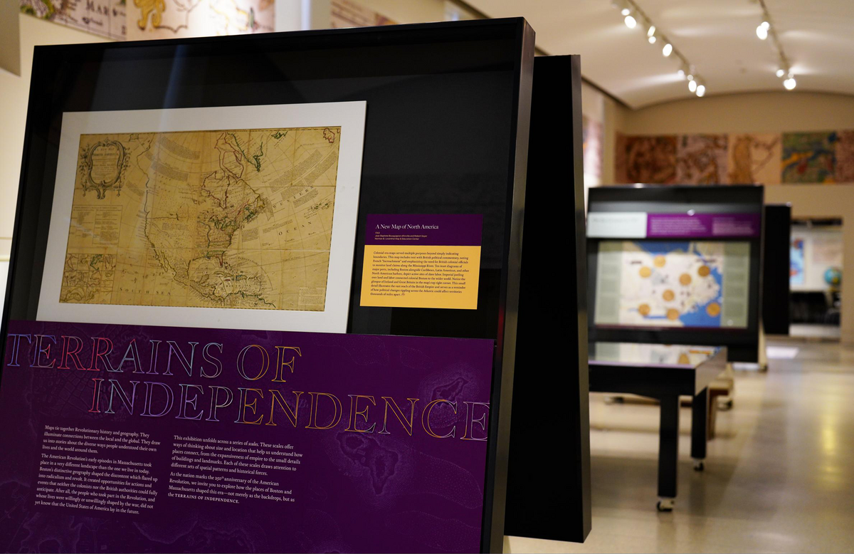 A panel of text titled "Terrains of Independence" with description below and a map