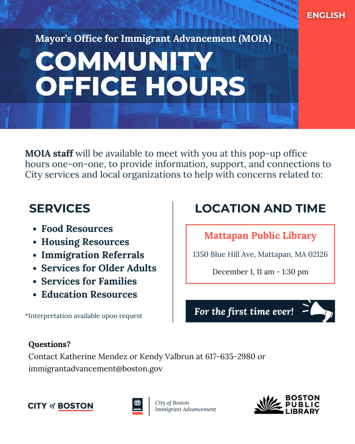Community office hours flyer