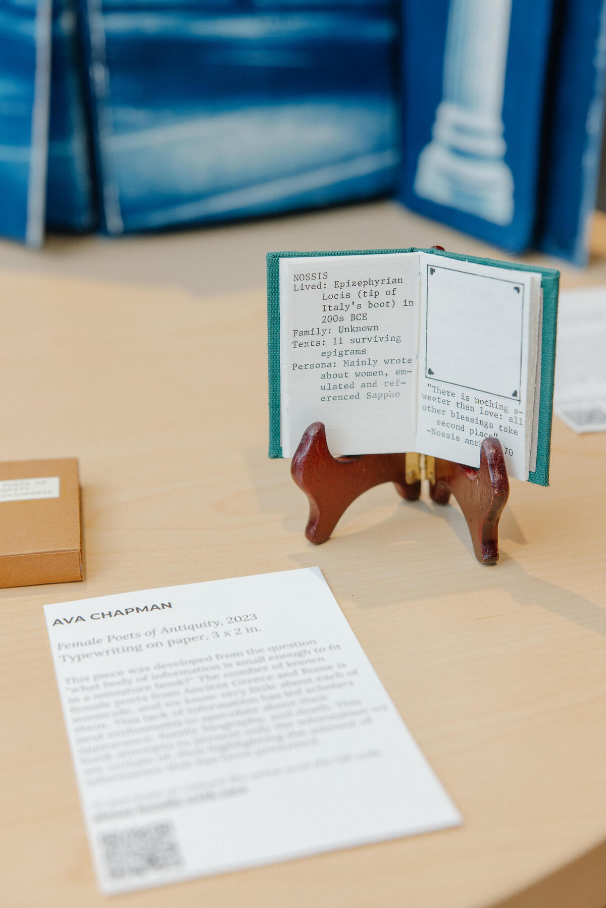 Ava Chapman,&nbsp;Female Poets of Antiquity, 2023, Typewriting on paper, 3 x 2 in.