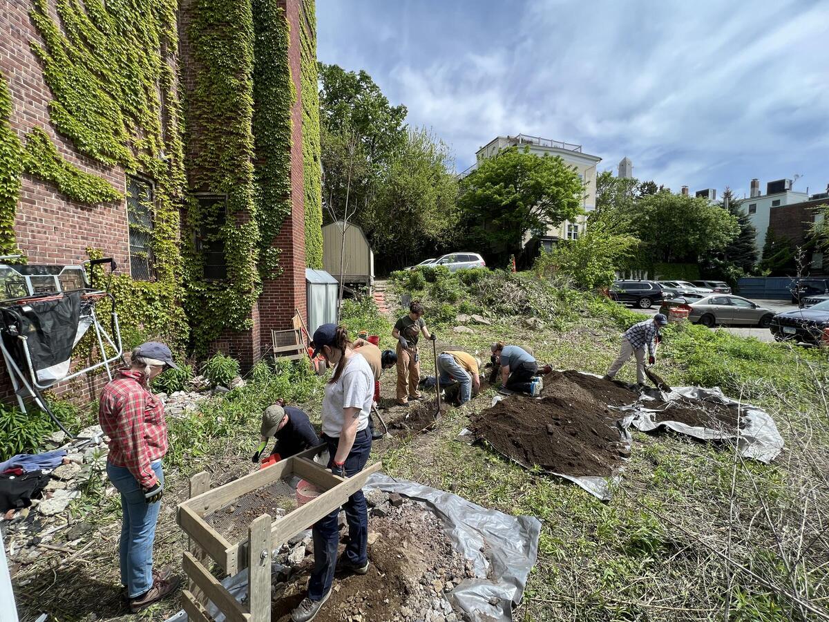 The Archaeology Team at a dig in Charlestown, Summer 2025