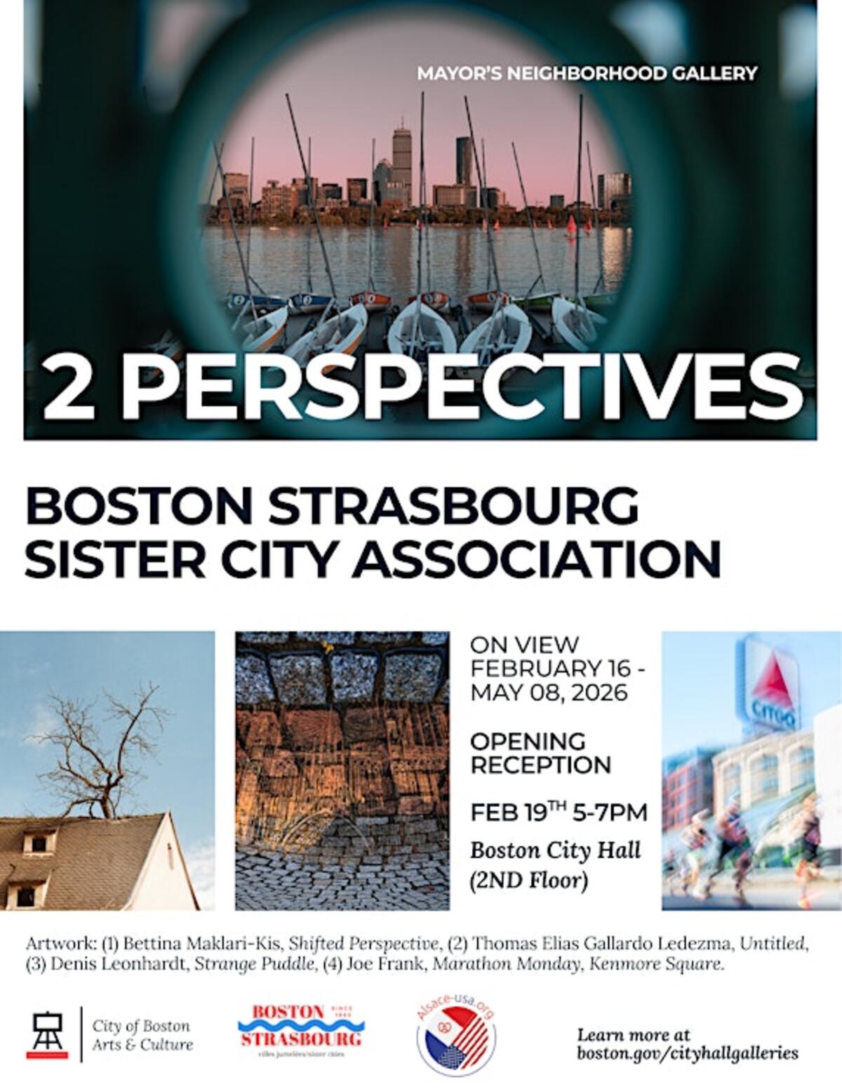 A flyer with info for the 2 Perspectives Opening Reception