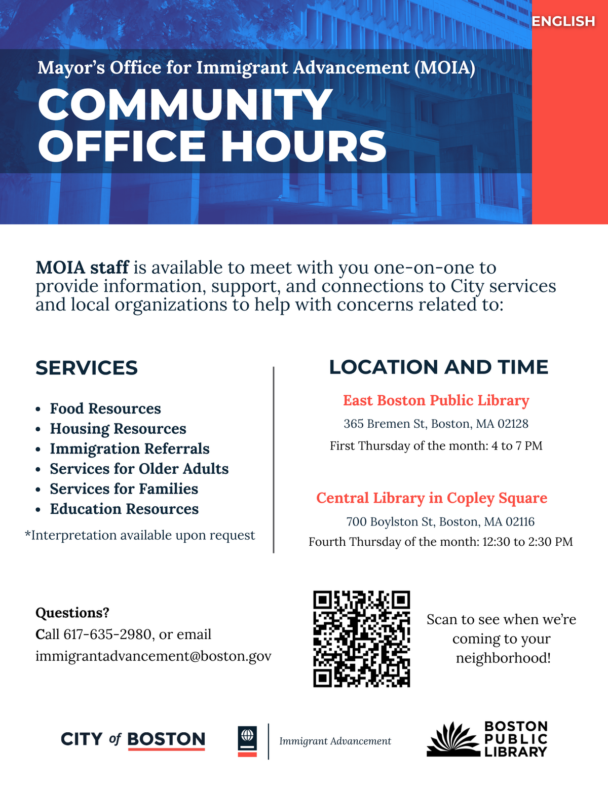 Community office hours flyer