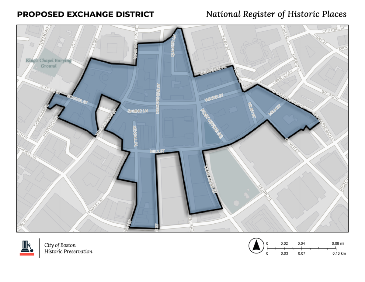 Map of the proposed Exchange District