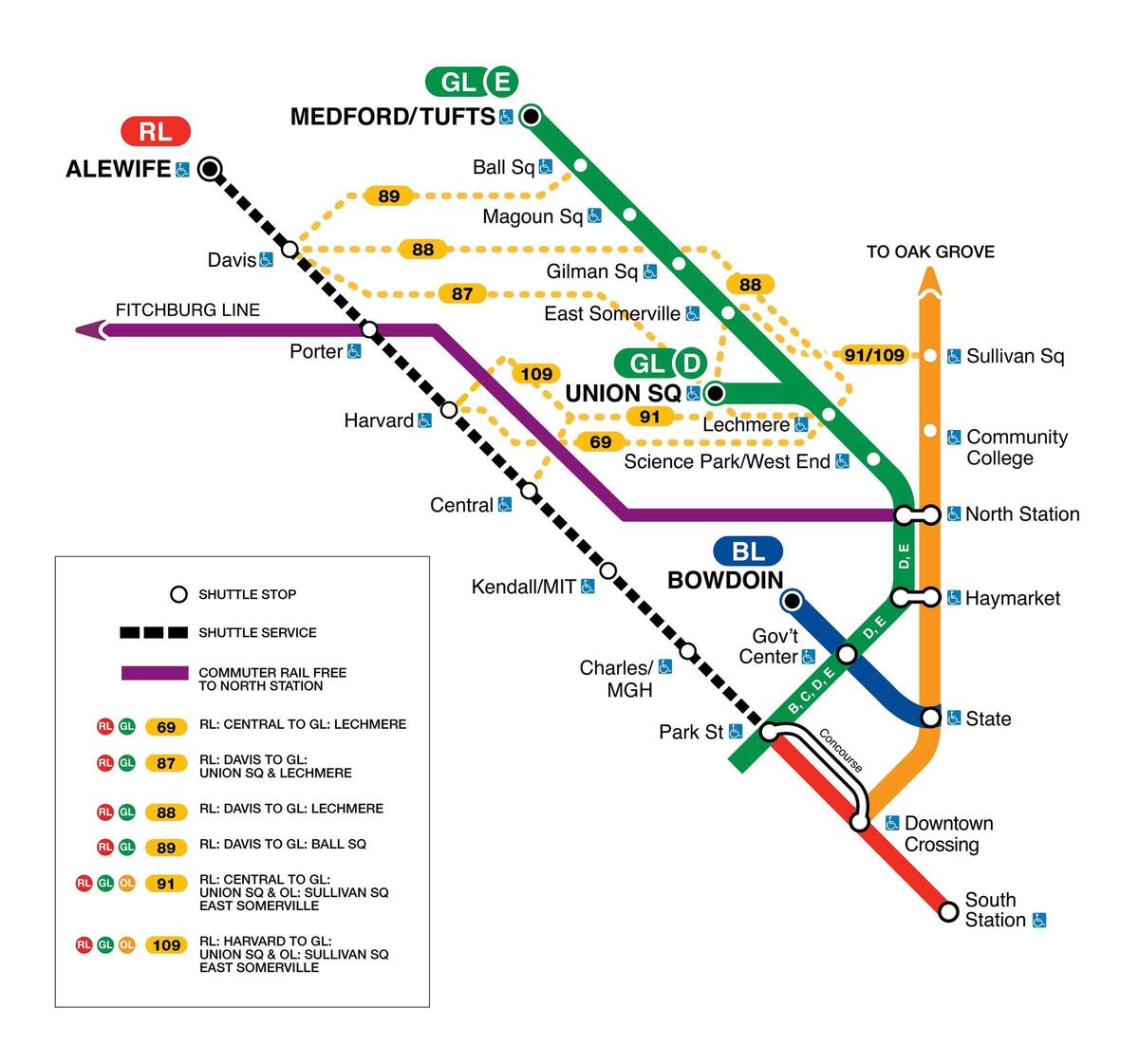 Diversion extents between Alewife and Park St.