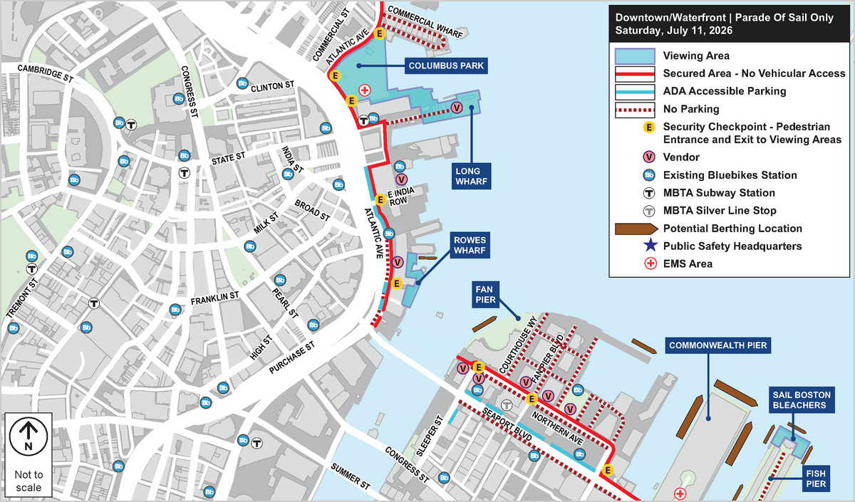 Downtown and Waterfront Map Sail Boston 2026