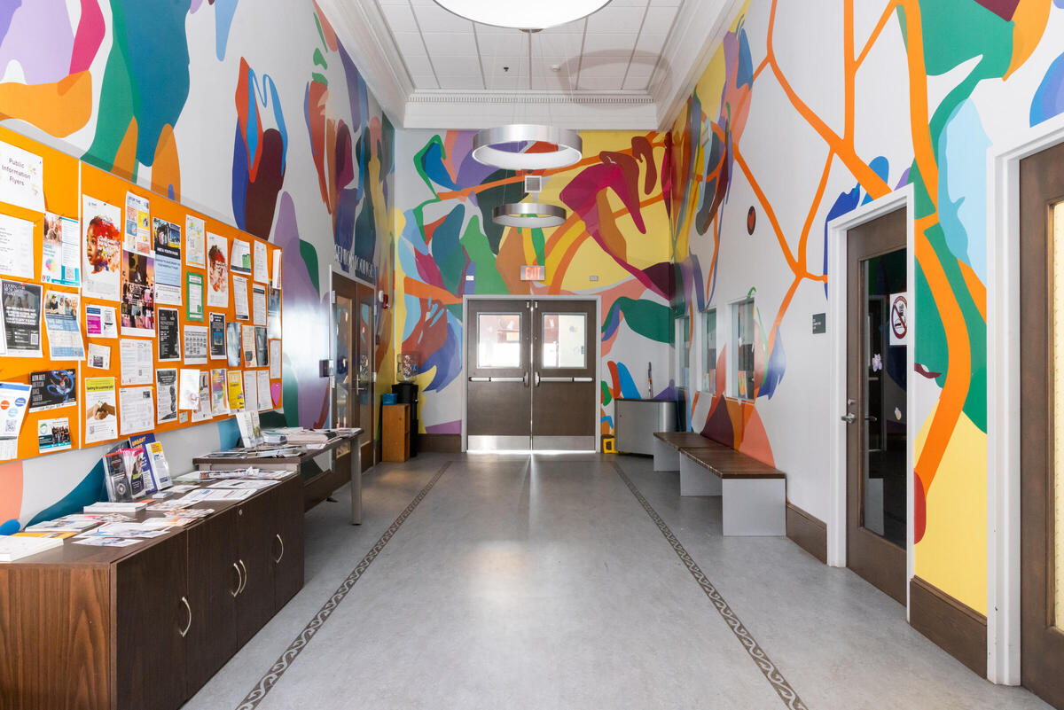 Image of vinyl mural installation at BCYF Vine Street
