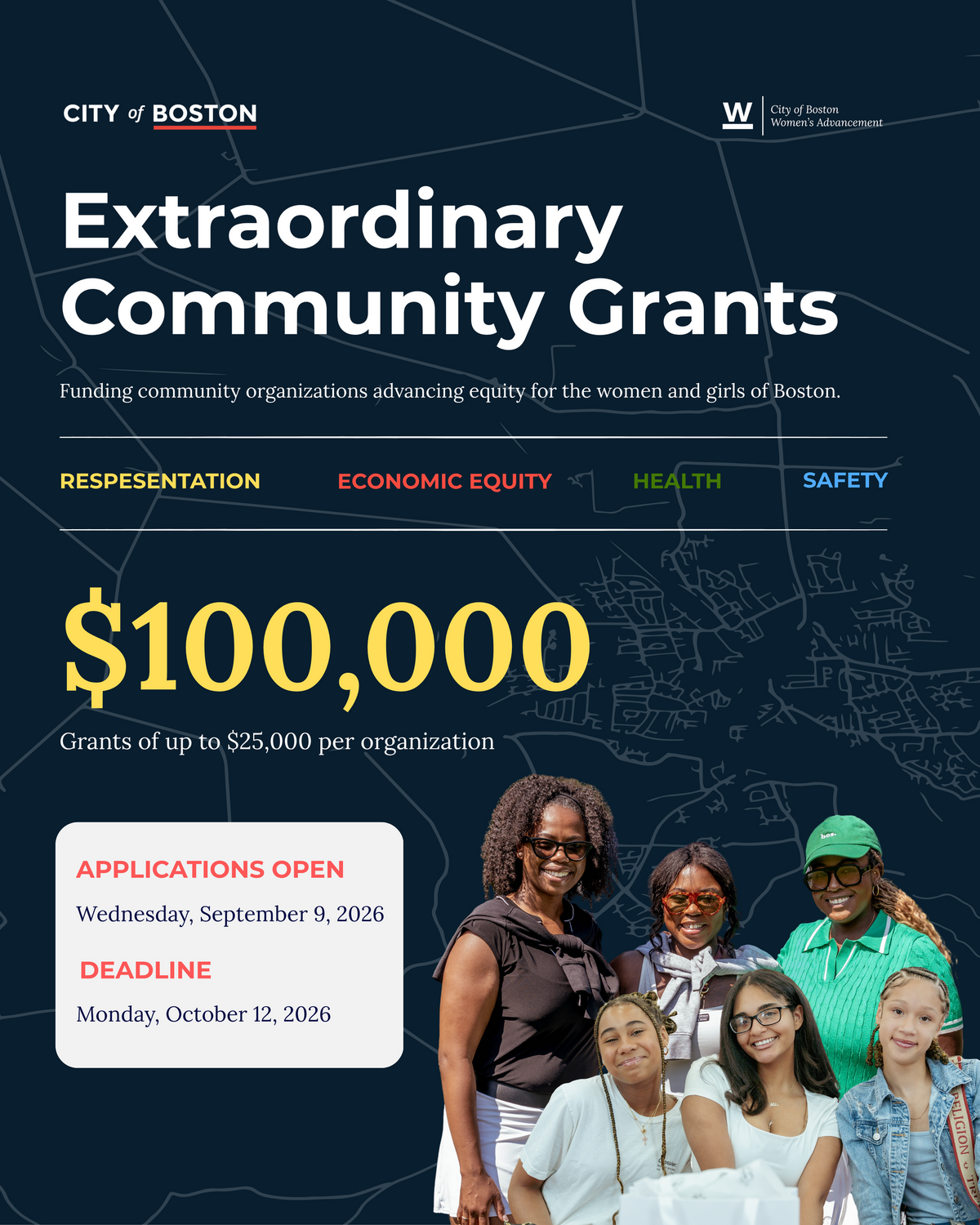 EXTRAORDINARY Community Grants - image of the amount and group of women on the bottom right