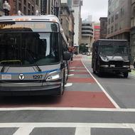 The new Washington Street bus lane