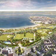 Aerial view of Moakley park