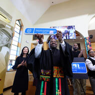 Mayor Michelle Wu joined community members to unveil the honorary street sign for the renaming of Twelfth Baptist Church Square
