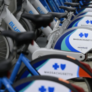 Row of Blue Bikes