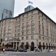 Photograph of the Copley Plaza Hotel, north facade and west elevation, looking southeast.