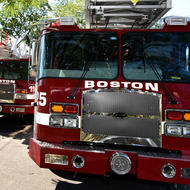 Image for new boston fire department trucks on display